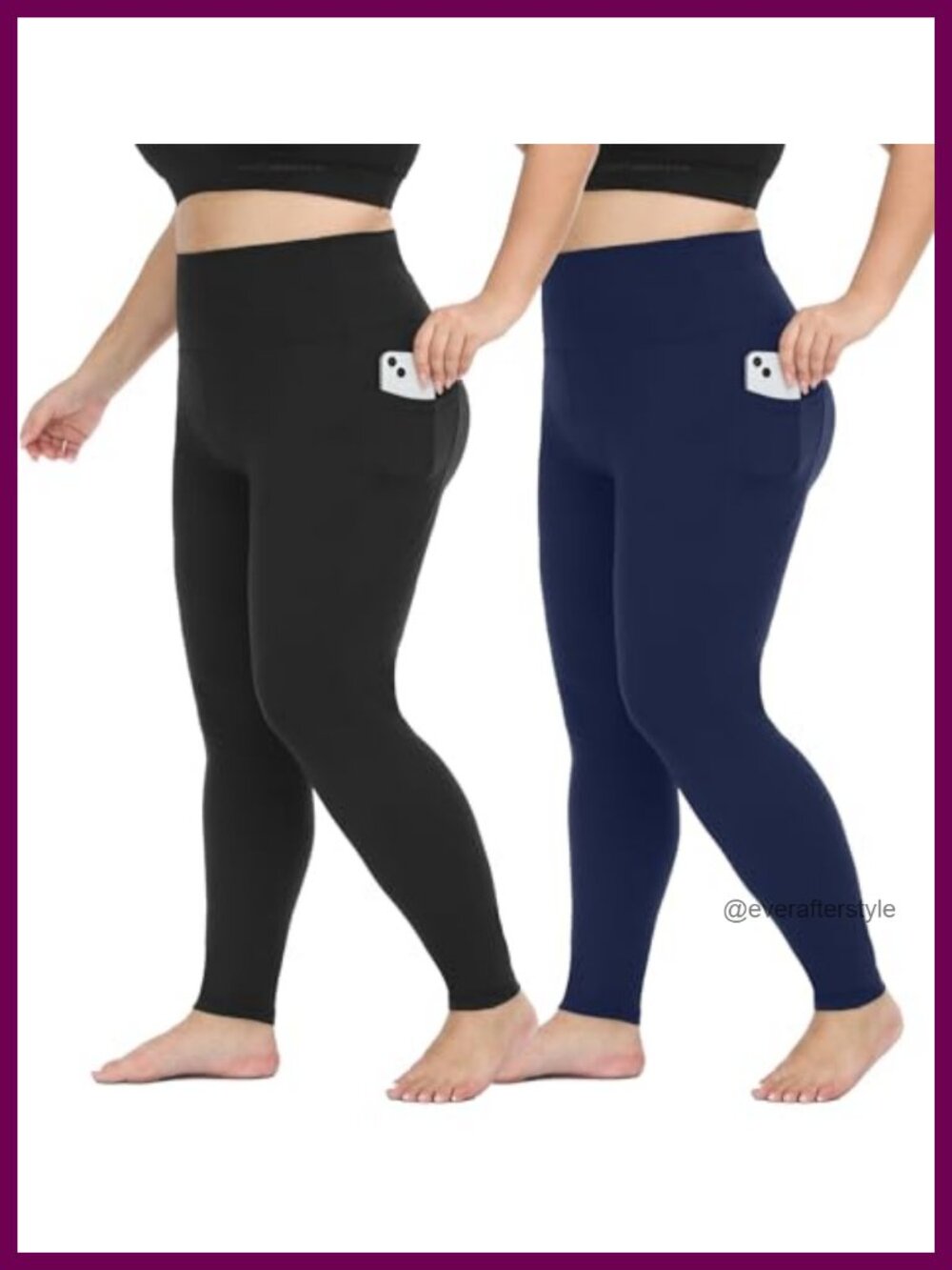 Plus Size High Waisted Tummy Control Leggings with Pockets – Yoga Pants for